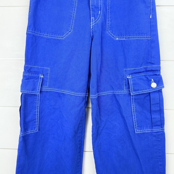REVICE DENIM AVIATOR CARGO PANTS ELECTRIC BLUE WIDE LEG WOMEN 24 - Picture 5 of 16